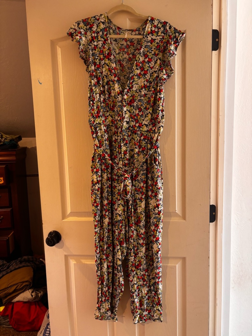 Free People Floral Button-Front Jumpsuit Dress in Multicolor